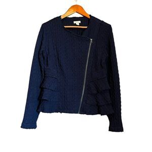 Sundance Anthropologie navy knit zip up sweater